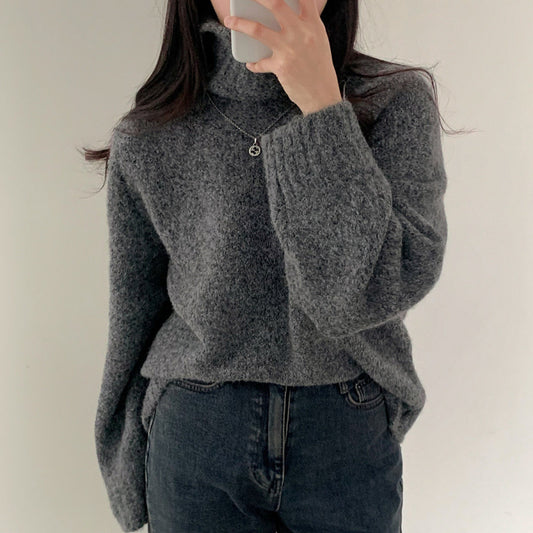 Retro Turtleneck Warm Pullover Bottoming Sweater Loose Outer Wear