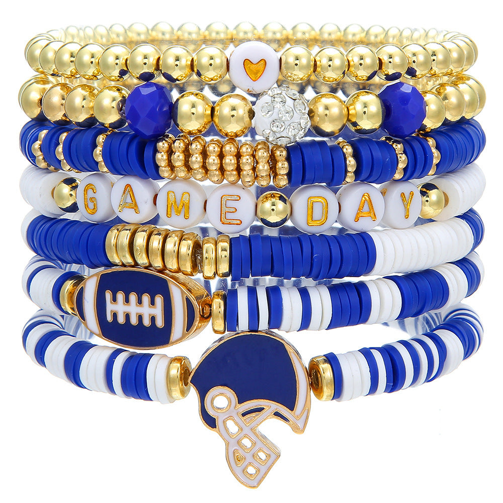 Super Bowl Rugby Game Day Polymer Multi-layer Twin Polymer Clay Bracelet Suit