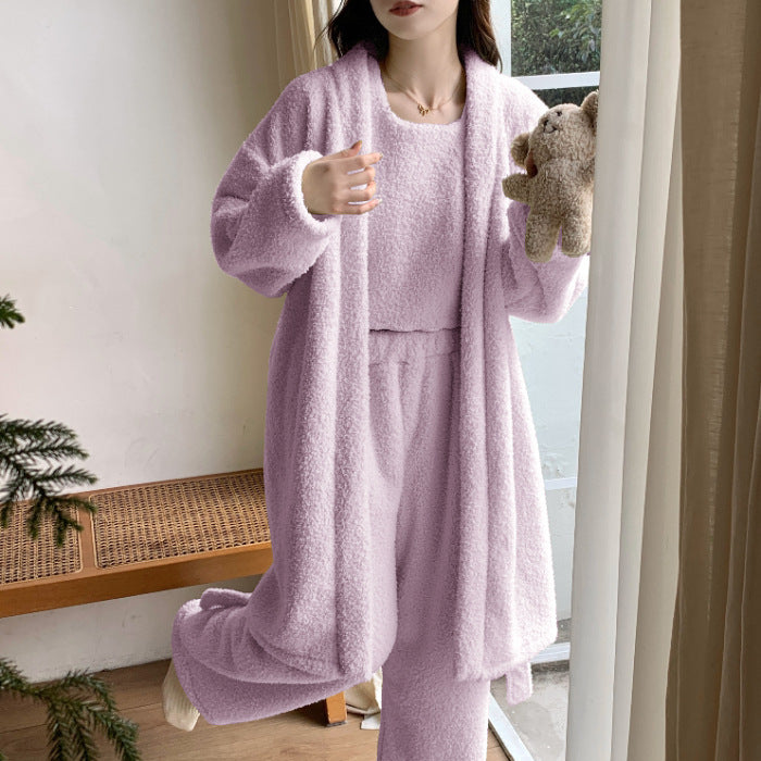 Winter Fleece-lined Thickened Fleece Coat Nightgown