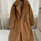 Lapel Lamb Fleece Coat With Pockets Faux Fur Coat Winter