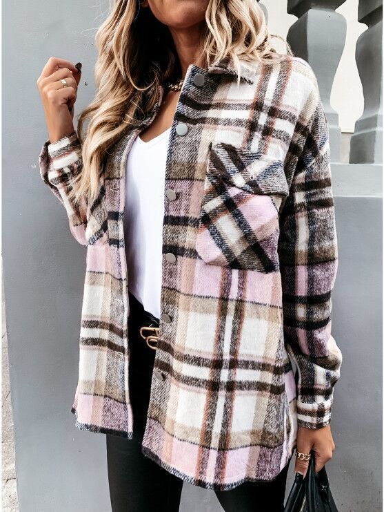 Autumn And Winter Long-Sleeved Plaid Printed Jacket Shirt Jacket