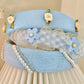 Mesh Pearl Small Flower Blue Color Face Wash Hair Bands Female