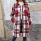 New Brushed Plaid Long Coat With Pockets Fashion Winter