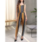 Women's Sleeveless Striped Printing Series Waist Jumpsuit