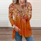 Small Floral V-neck Zipper Off-shoulder Long-sleeved Top