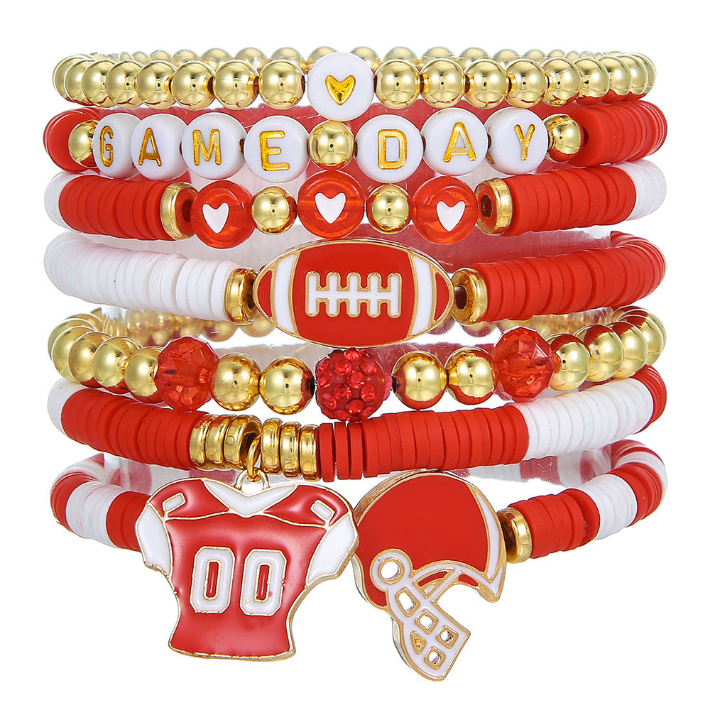 Super Bowl Rugby Game Day Polymer Multi-layer Twin Polymer Clay Bracelet Suit