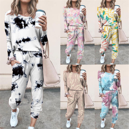 Printed Tie-dye Two-piece Fashion Casual Homewear