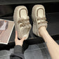 Fashion Korean Style Belt Buckle Outer Wear Fleece-lined Wedge Slippers