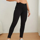 High Waist Skinny Women's Street Hipster Black Slim Pencil Jeans