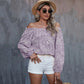 Women's Off-shoulder Printed Long Sleeve Loose Shirt