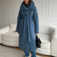 Fashion Large Lapel Long Coat Winter Warm Cotton Jacket With Pockets And Lace-up Design Casual