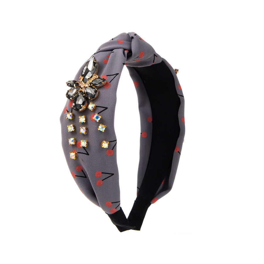 Cherry Print Mid-knot Headband Temperament Wild Headwear