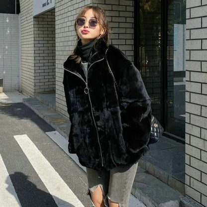 Green Rabbit Fur Classic Style Occupied Short Coat