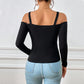 Metal Hook Long-sleeved Vest Solid Color Top