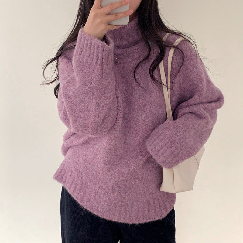 Retro Turtleneck Warm Pullover Bottoming Sweater Loose Outer Wear