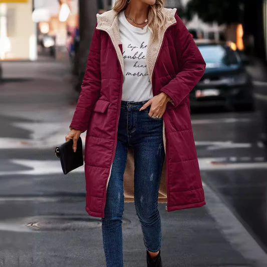 Fashion Simple Stitching Long-sleeved Hooded Jacket