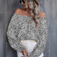 Women's Off-shoulder Printed Long Sleeve Loose Shirt