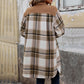 New Brushed Plaid Long Coat With Pockets Fashion Winter