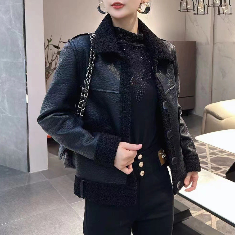 Fashion Two-sided Wear All-matching Short Leather Jacket