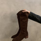 Women's Western Denim Long Biker Boots