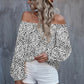 Women's Off-shoulder Printed Long Sleeve Loose Shirt