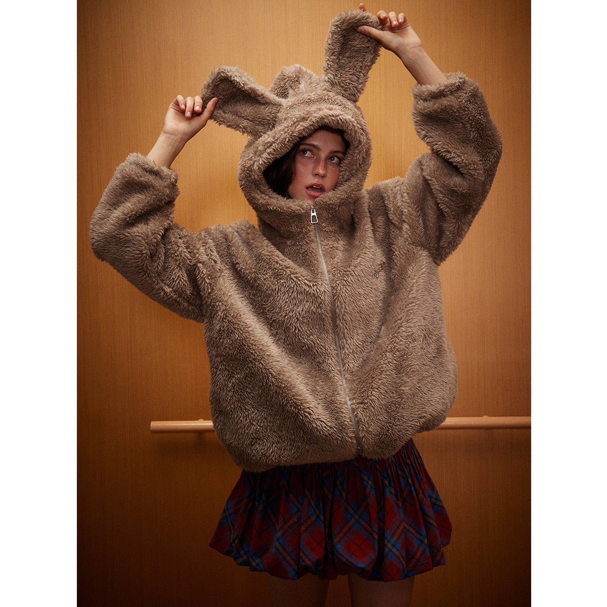 Coral Fleece Cotton Rabbit Ears Coat