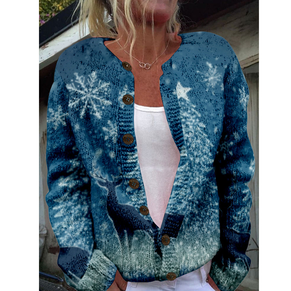 Women's Sweater Animal Elements Floral Cardigan