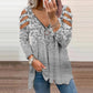 Small Floral V-neck Zipper Off-shoulder Long-sleeved Top