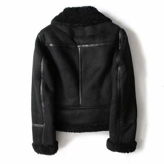 WInter Lapel Jacket Suede Lamb Wool Warm