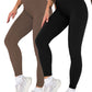 2 Pack Womens Seamless Ribbed Leggings Soft Slimming Yoga Pants, Ribbed Yoga Pants High Waisted Gym Leggings Sport Women Fitness Seamless Female