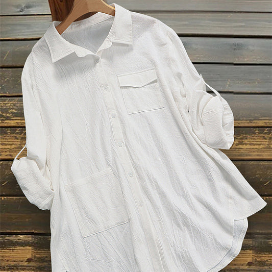 Women's Loose Long Sleeve Button Shirt