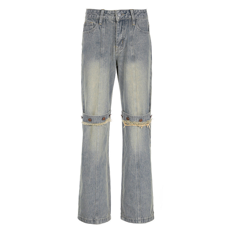 Y2k Baggy Wide Leg Jeans Damen Vintage Streetwear Washed Denim Hose Grunge Basic Slouchy Hose