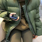 Warm Dark Green Collarless Cotton Coat Jacket Women