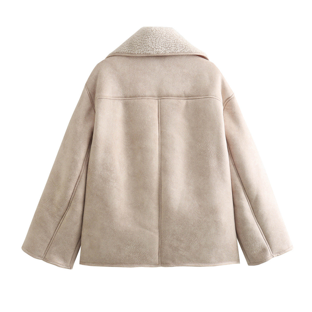 Polo Collar Fur Suede Fleece-lined Warm Coat For Women