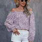 Women's Off-shoulder Printed Long Sleeve Loose Shirt