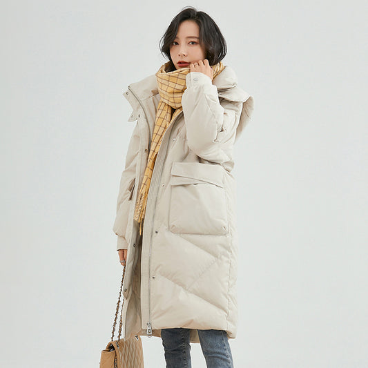 White Duck Down High-end Warm Women's Slimming Pinghu Coat