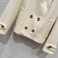 Elegant Stand Lapel Double Pocket Cashmere Short Jacket Coat