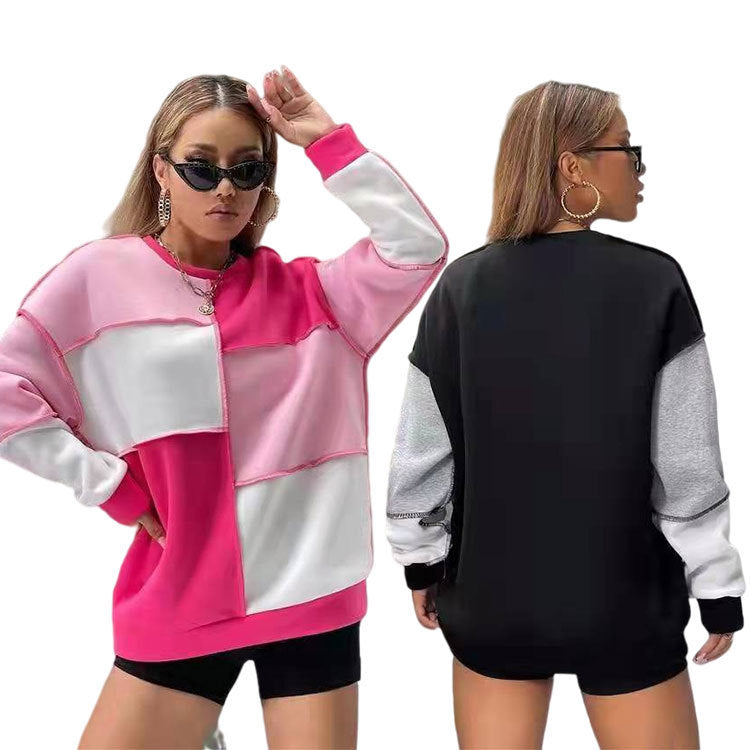 Women's Sweater Color Matching Sports Loose Top