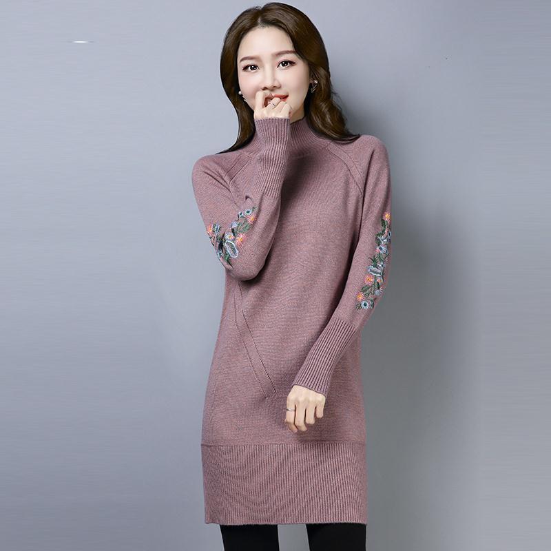 Autumn And Winter Fleece-lined Thickened Woolen Dress