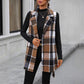 Casual Sleeveless Waist-controlled Lace-up Vest Plaid Coat