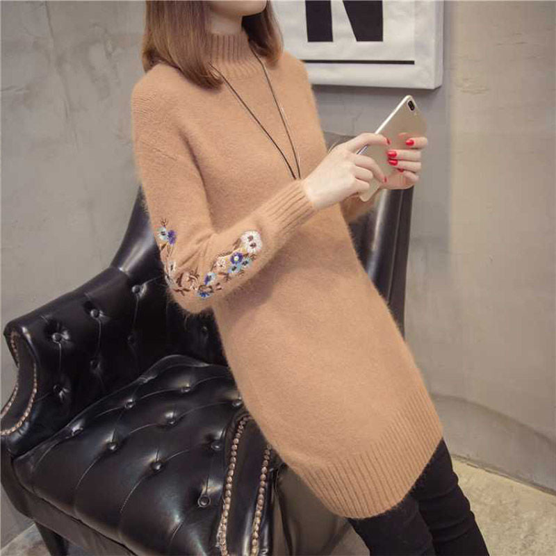 Autumn And Winter Fleece-lined Thickened Woolen Dress