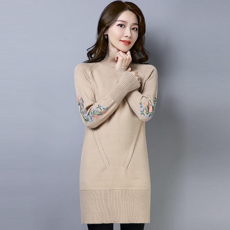 Autumn And Winter Fleece-lined Thickened Woolen Dress