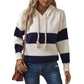 Hooded Color Contrast Pullover Sweater Top