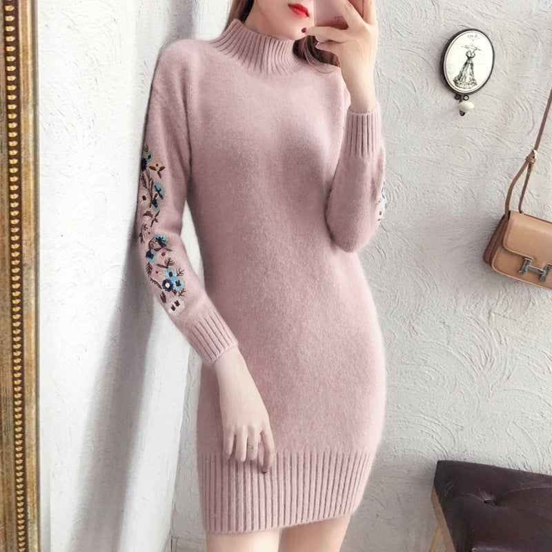 Autumn And Winter Fleece-lined Thickened Woolen Dress