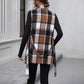 Casual Sleeveless Waist-controlled Lace-up Vest Plaid Coat