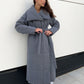 Fashion Large Lapel Long Coat Winter Warm Cotton Jacket With Pockets And Lace-up Design Casual