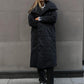 Fashion Large Lapel Long Coat Winter Warm Cotton Jacket With Pockets And Lace-up Design Casual