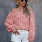 Women's Off-shoulder Printed Long Sleeve Loose Shirt