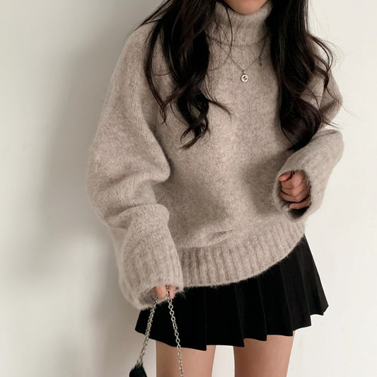 Retro Turtleneck Warm Pullover Bottoming Sweater Loose Outer Wear