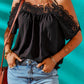 Lace Off-neck Short Sleeve Top Pullover Shirt